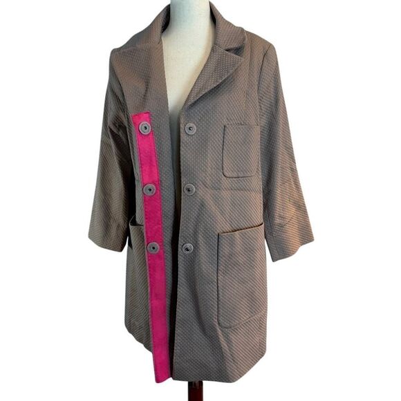 NWOT T TAHARI Cotton Coat Jacket Spring Summer Weight Lined Pockets Taupe M - Picture 4 of 9